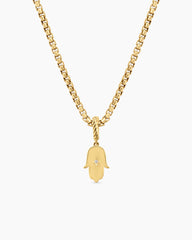 Hamsa Amulet in 18K Yellow Gold with Center Diamond, 15.8mm