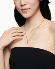 Evil Eye Amulet in 18K Yellow Gold with Pavé Emeralds and Diamonds, 11mm