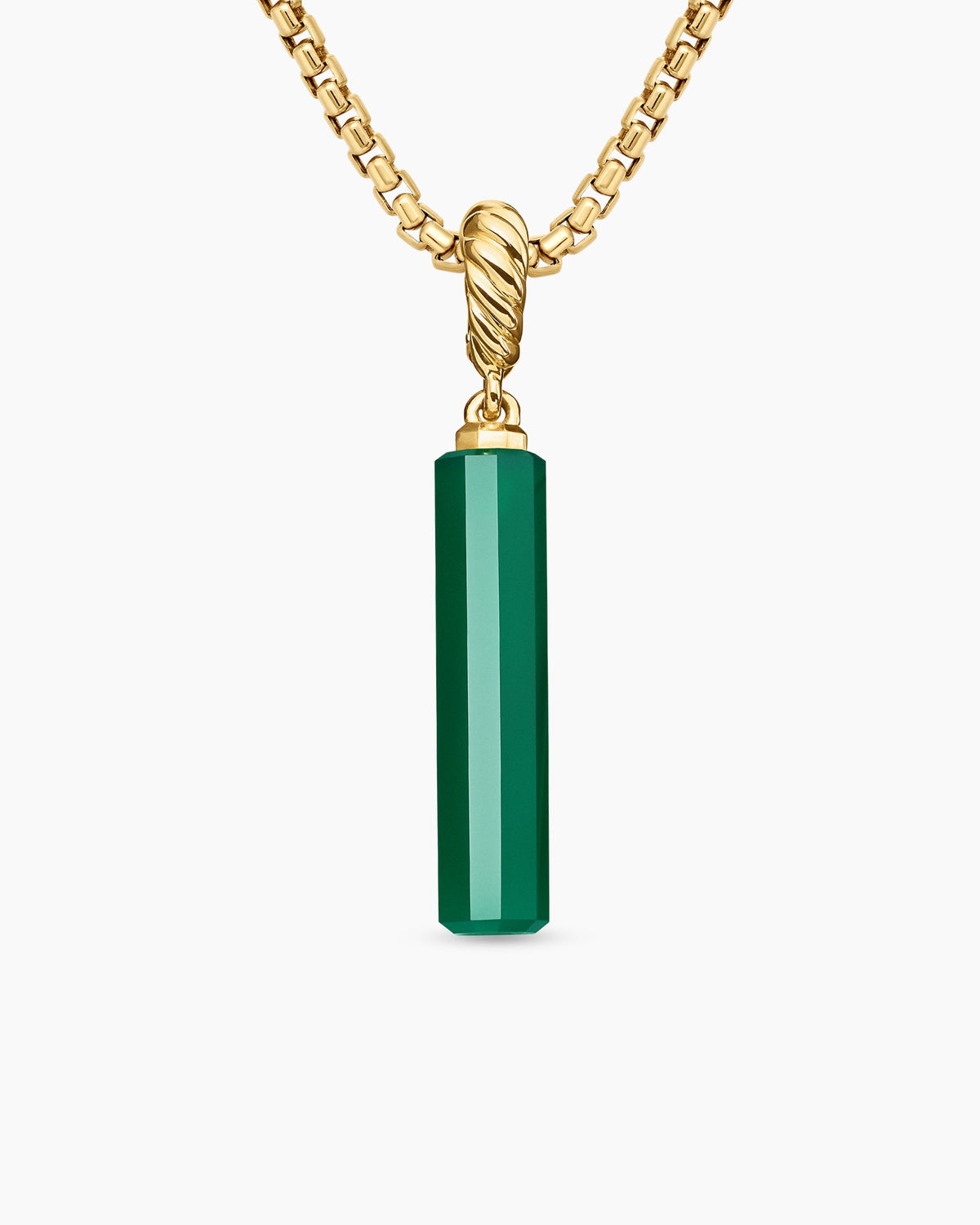 Barrel Amulet with Green Onyx and 18K Yellow Gold, 20mm
