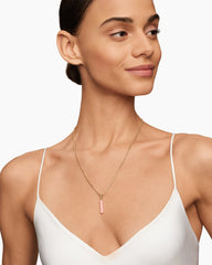 Barrel Amulet with Pink Opal and 18K Yellow Gold, 20mm