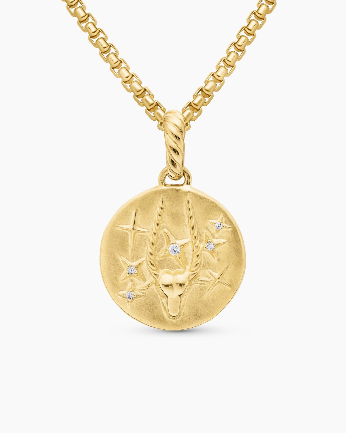 Capricorn Amulet in 18K Yellow Gold with Diamonds, 19mm