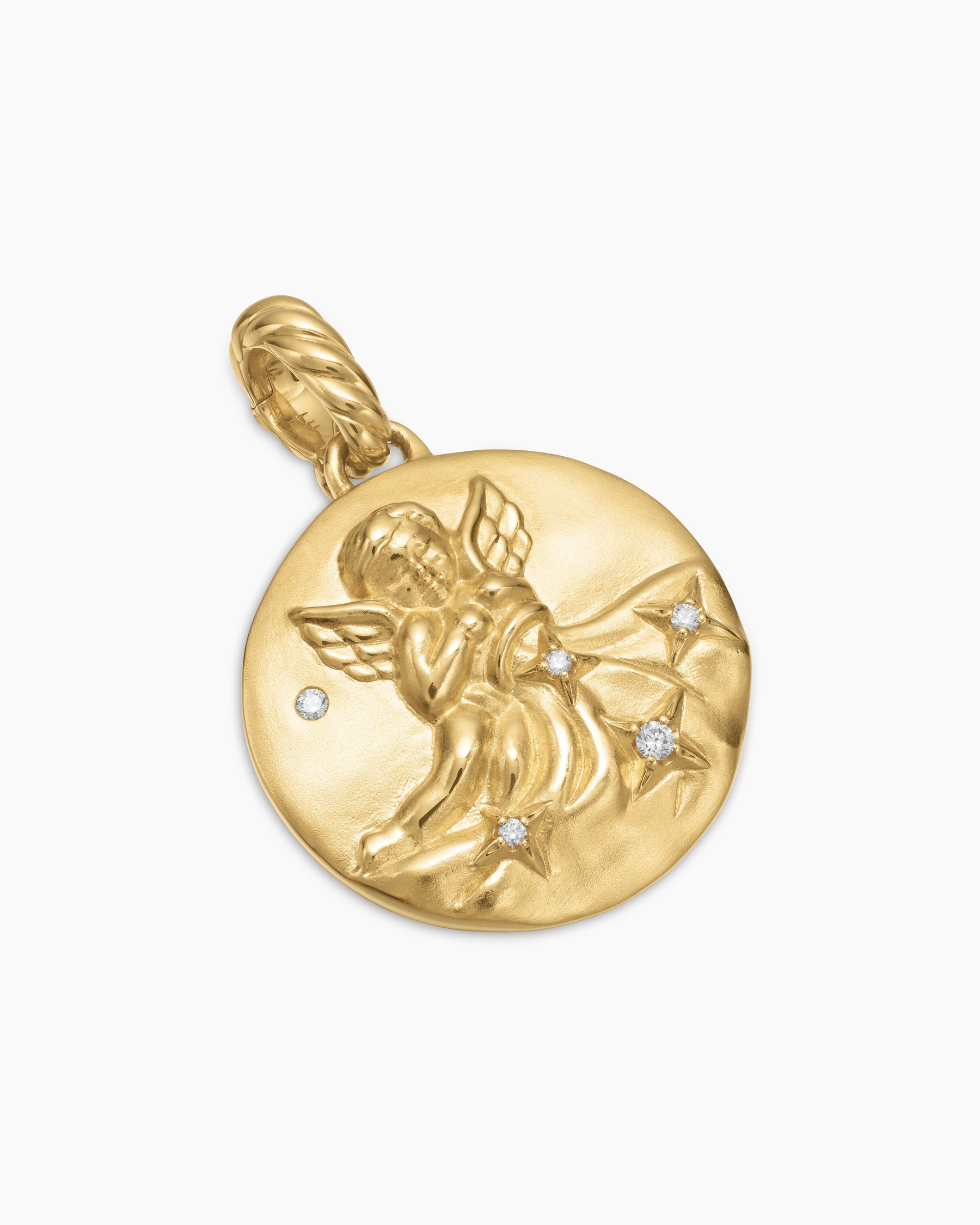 Aquarius Amulet in 18K Yellow Gold with Diamonds, 19mm