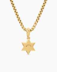 Star of David Amulet in 18K Yellow Gold with Center Diamond, 13.2mm