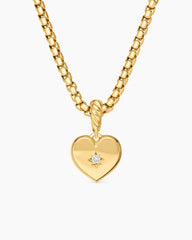 Compass Heart Amulet in 18K Yellow Gold with Center Diamond, 11.3mm