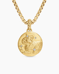 Aries Amulet in 18K Yellow Gold with Diamonds, 19mm