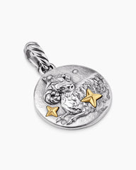 Aries Amulet in Sterling Silver with 18K Yellow Gold and Diamonds, 19mm