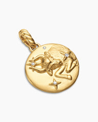 Taurus Amulet in 18K Yellow Gold with Diamonds, 19mm