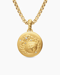 Cancer Amulet in 18K Yellow Gold with Diamonds, 19mm