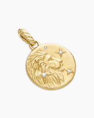 Leo Amulet in 18K Yellow Gold with Diamonds, 19mm