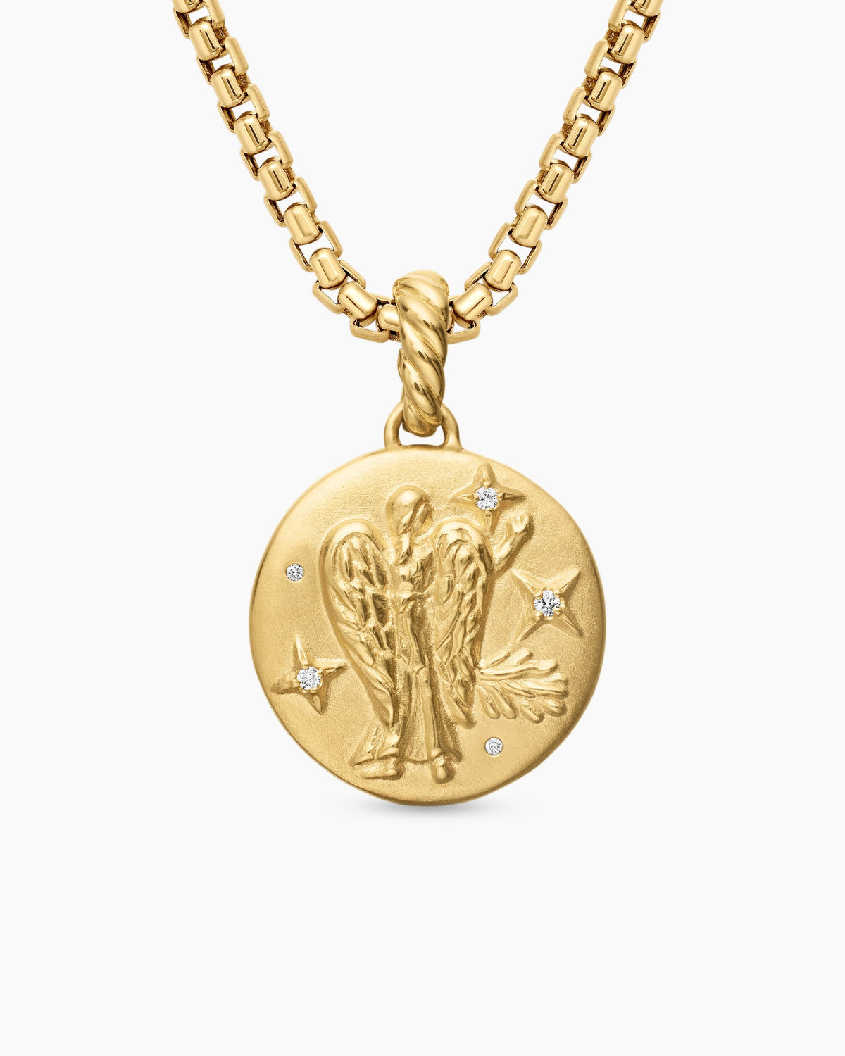 Virgo Amulet in 18K Yellow Gold with Diamonds, 19mm
