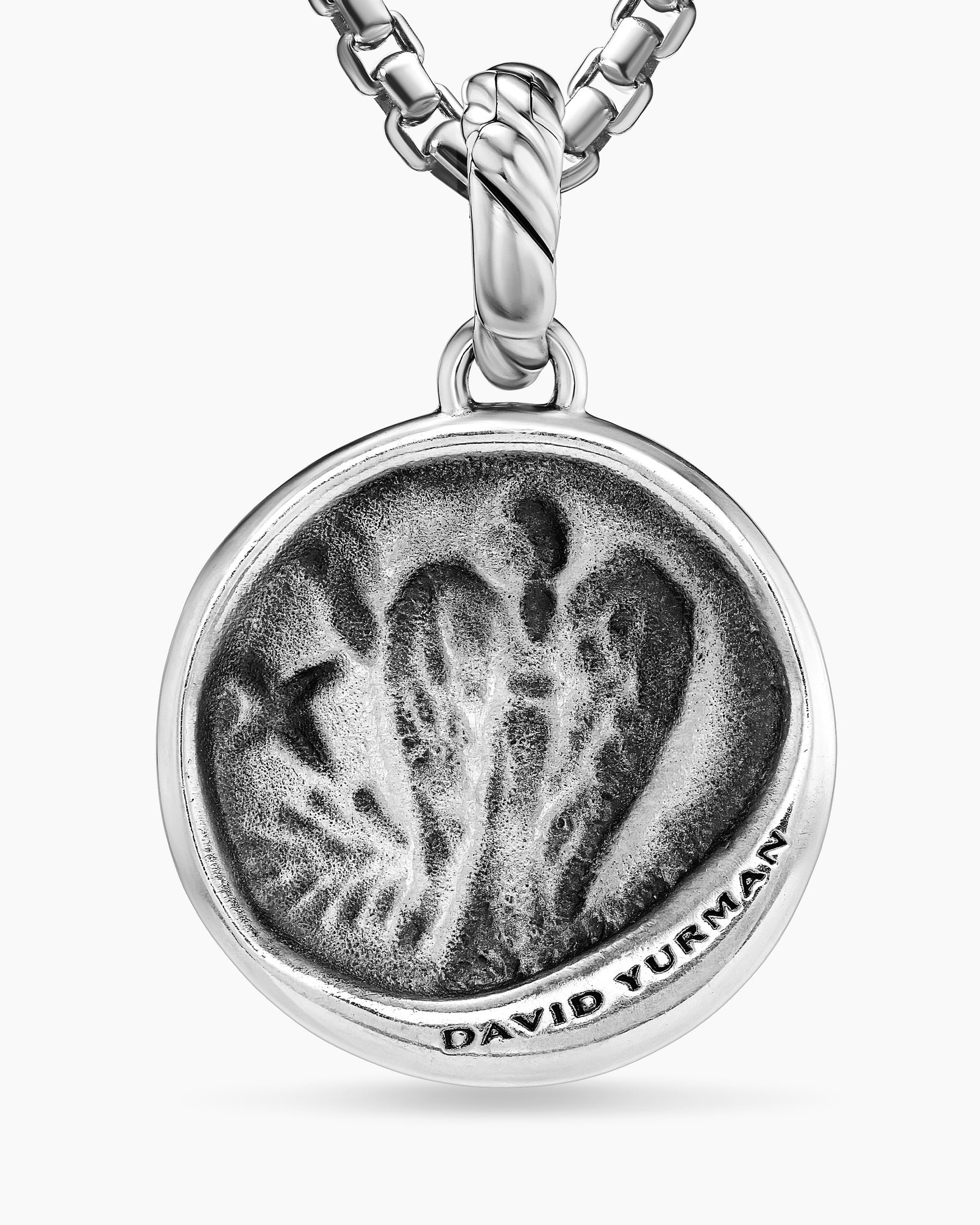 Virgo Amulet in Sterling Silver with 18K Yellow Gold and Diamonds, 19mm
