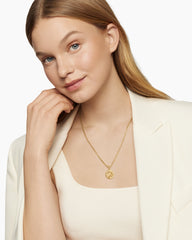 Libra Amulet in 18K Yellow Gold with Diamonds, 19mm