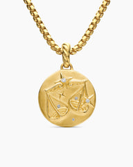 Libra Amulet in 18K Yellow Gold with Diamonds, 19mm
