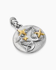 Libra Amulet in Sterling Silver with 18K Yellow Gold and Diamonds, 19mm