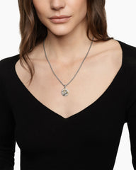 Libra Amulet in Sterling Silver with 18K Yellow Gold and Diamonds, 19mm