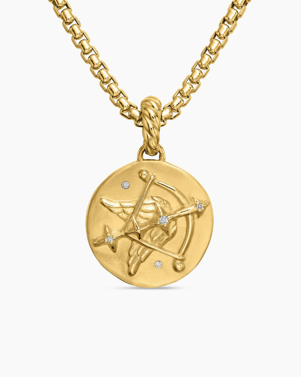 Sagittarius Amulet in 18K Yellow Gold with Diamonds, 19mm