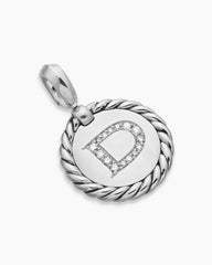Initial Charm in Sterling Silver with Diamond D