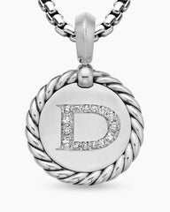 Initial Charm in Sterling Silver with Diamond D