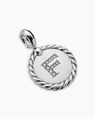 Initial Charm in Sterling Silver with Diamond F