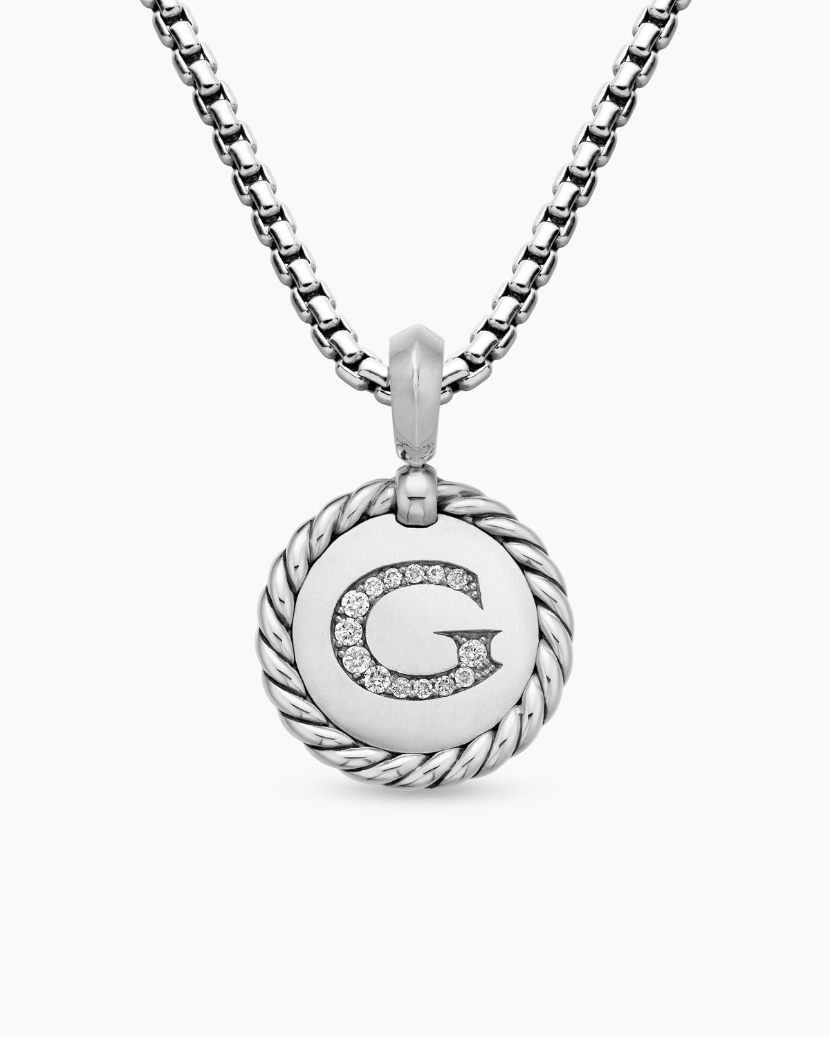 Initial Charm in Sterling Silver with Diamond G