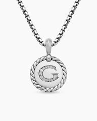 Initial Charm in Sterling Silver with Diamond G