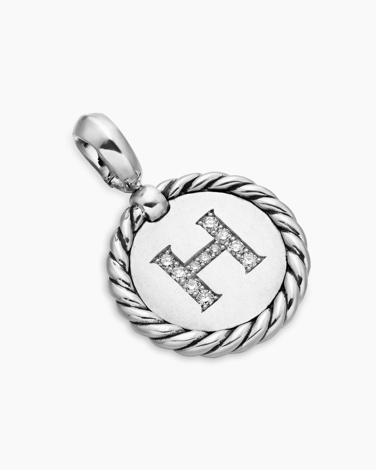 Initial Charm in Sterling Silver with Diamond H