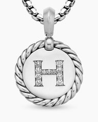 Initial Charm in Sterling Silver with Diamond H