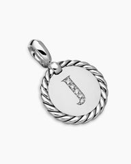 Initial Charm in Sterling Silver with Diamond J