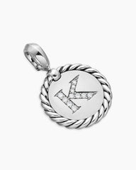 Initial Charm in Sterling Silver with Diamond K