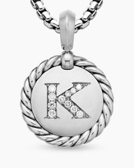 Initial Charm in Sterling Silver with Diamond K
