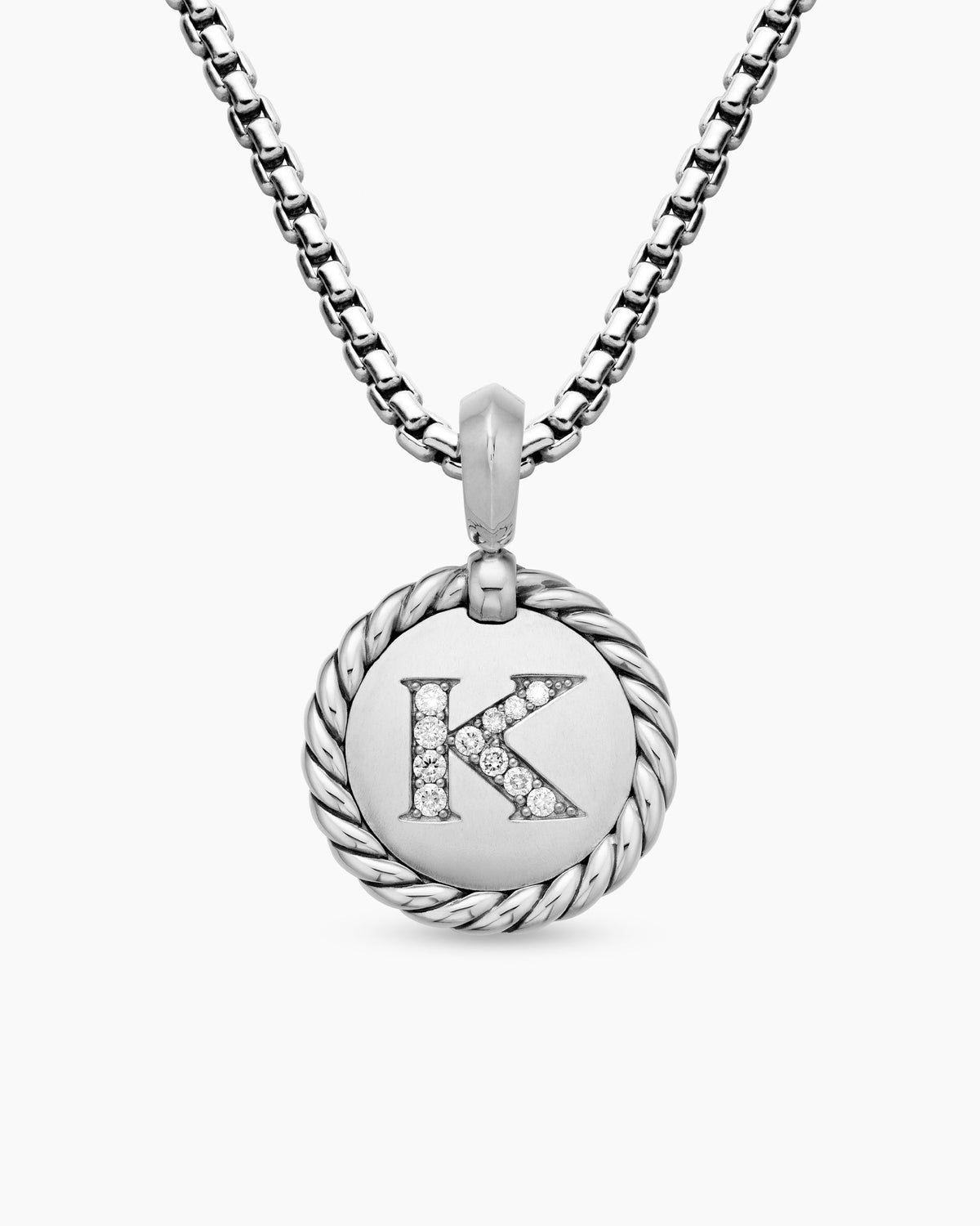 Initial Charm in Sterling Silver with Diamond K