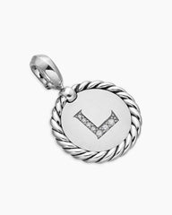 Initial Charm in Sterling Silver with Diamond L