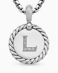 Initial Charm in Sterling Silver with Diamond L