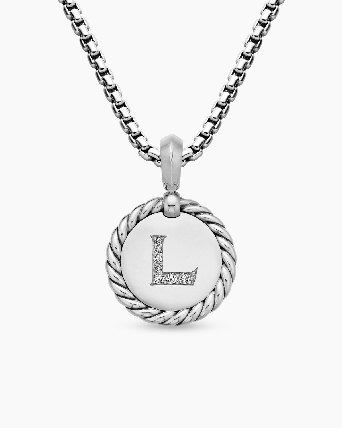 Initial Charm in Sterling Silver with Diamond L