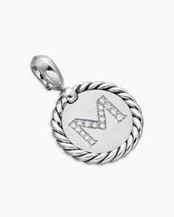 Initial Charm in Sterling Silver with Diamond M