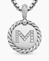 Initial Charm in Sterling Silver with Diamond M