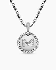 Initial Charm in Sterling Silver with Diamond M