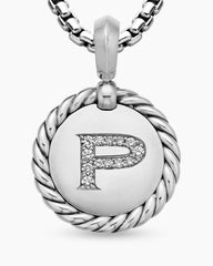 Initial Charm in Sterling Silver with Diamond P