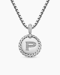 Initial Charm in Sterling Silver with Diamond P