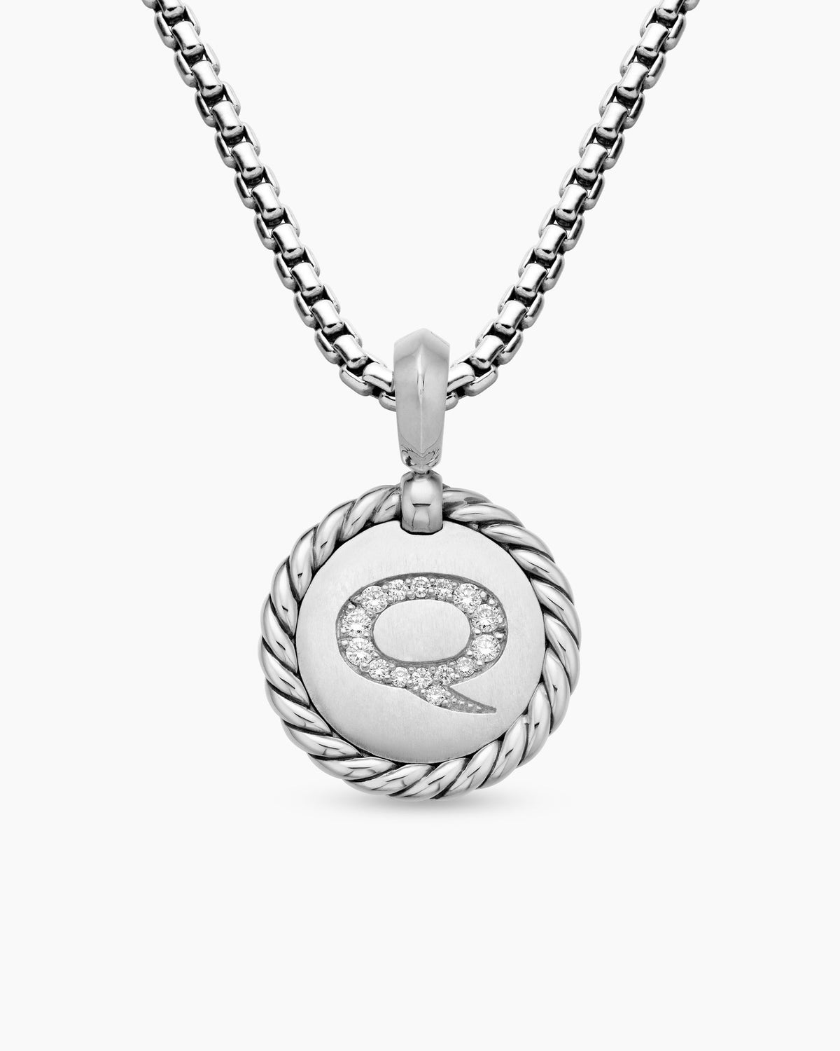 Initial Charm in Sterling Silver with Diamond Q