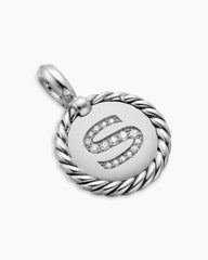 Initial Charm in Sterling Silver with Diamond S