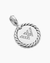 Initial Charm in Sterling Silver with Diamond W