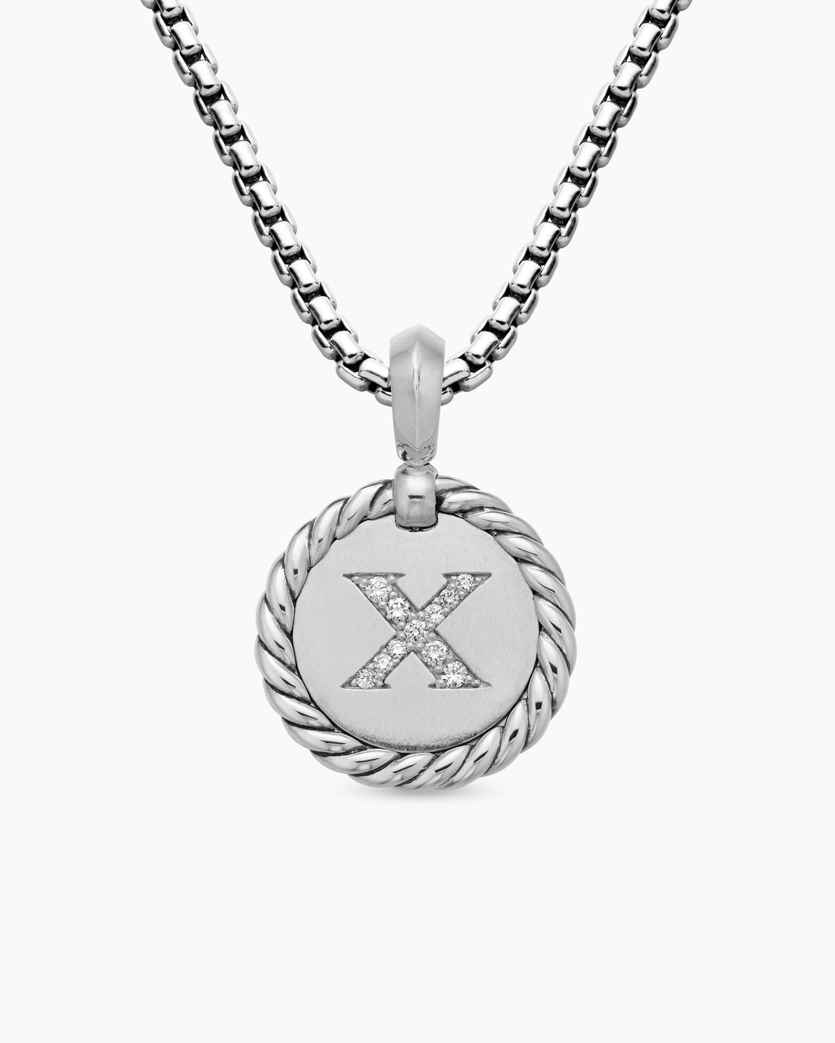 Initial Charm in Sterling Silver with Diamond X