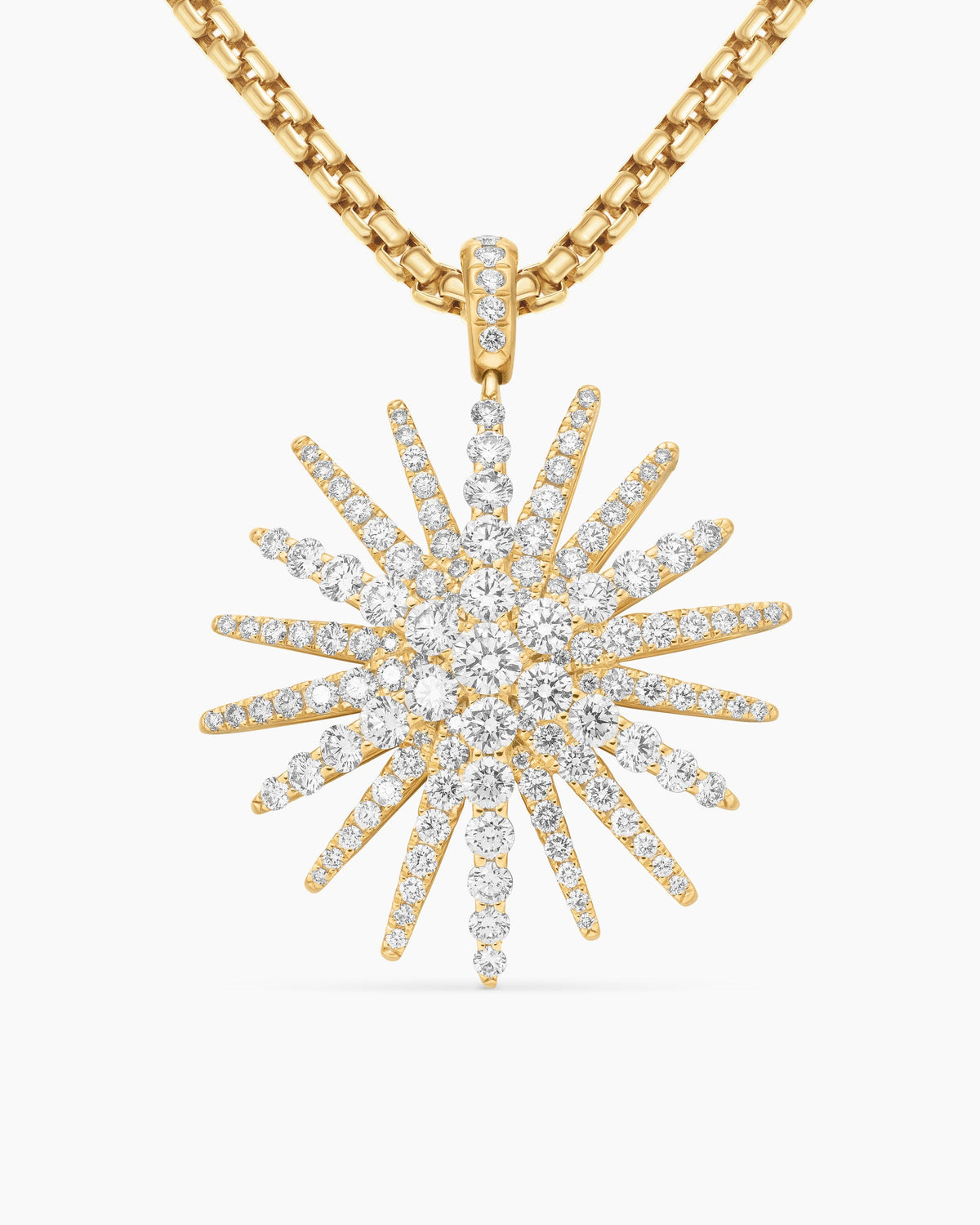 Starburst Pendant in 18K Yellow Gold with Full Pavé Diamonds, 33.7mm