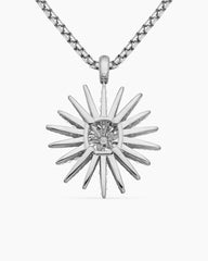 Starburst Pendant in 18K White Gold with Full Pavé Diamonds, 33.7mm