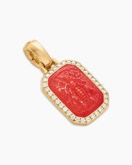 Petrvs® Bee Amulet in 18K Yellow Gold with Carnelian and Diamonds, 15mm