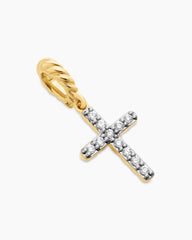 Cable Collectibles® Cross Amulet in 18K Yellow Gold with Diamonds, 11.4mm