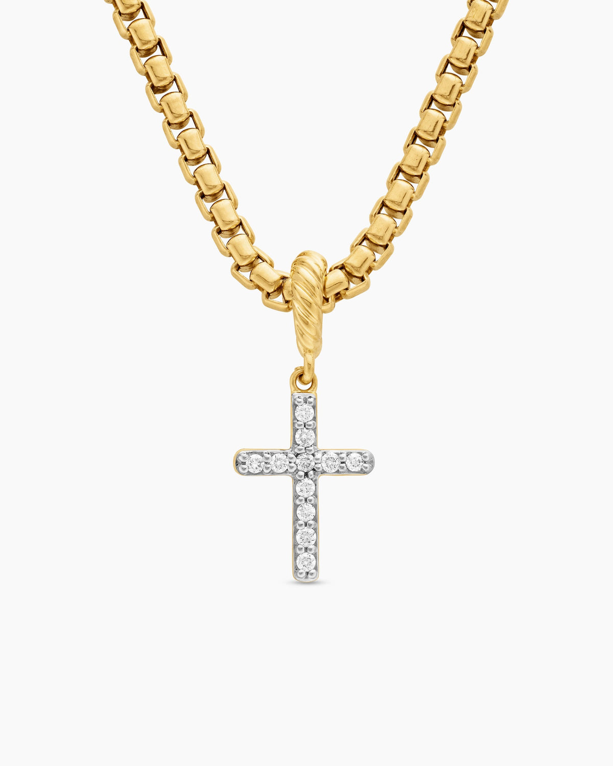 Cable Collectibles® Cross Amulet in 18K Yellow Gold with Diamonds, 11.4mm