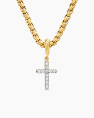 Cable Collectibles® Cross Amulet in 18K Yellow Gold with Diamonds, 11.4mm