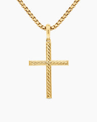 Modern Renaissance® Cross Pendant in 18K Yellow Gold with Diamonds, 34mm